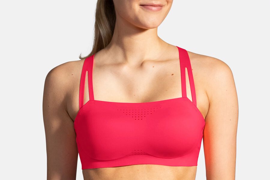 Womens Brooks Dare Crisscross Run Bras Fluoro Pink | 091264-RUC